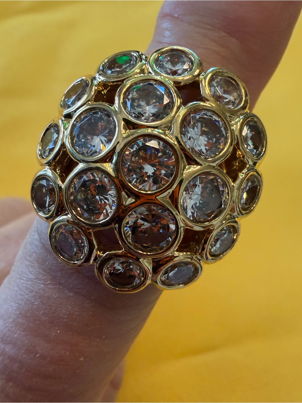 Park Lane Gold Crystal Cluster Statement Ring Size 9 New
